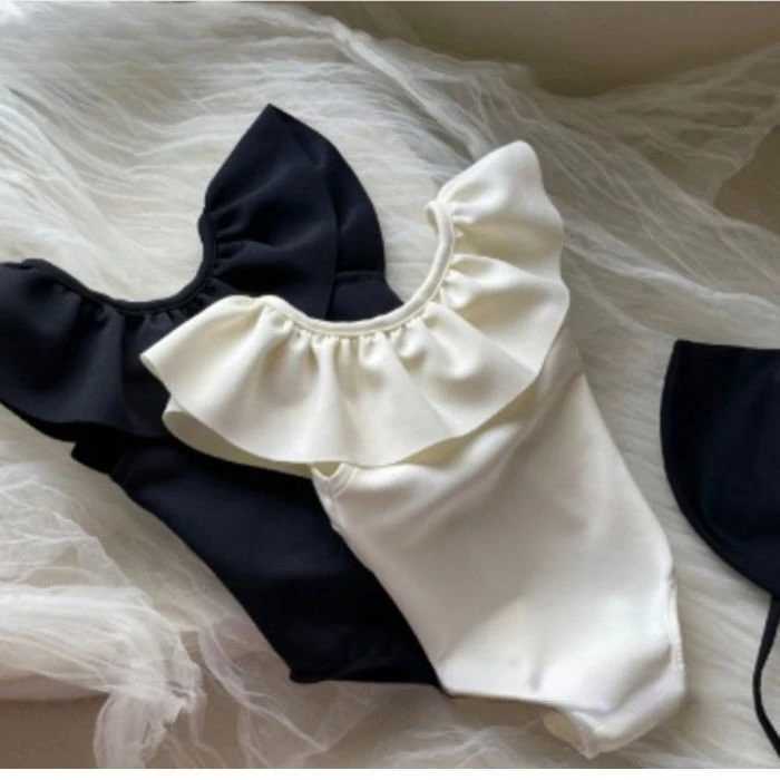 2023 childrens one-piece swimsuit solid sleeveless pleated womens swimsuit fashion swimsuit childrens swimsuit X250224