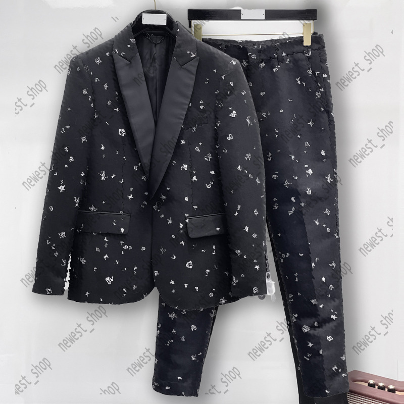 Designer Mens Suits Blazers Pants Western Style Clothing Men Jacquard Blazer paris flowers classic Autumn Luxury Outwear Slim Fit Letter Dress Suit 4XL