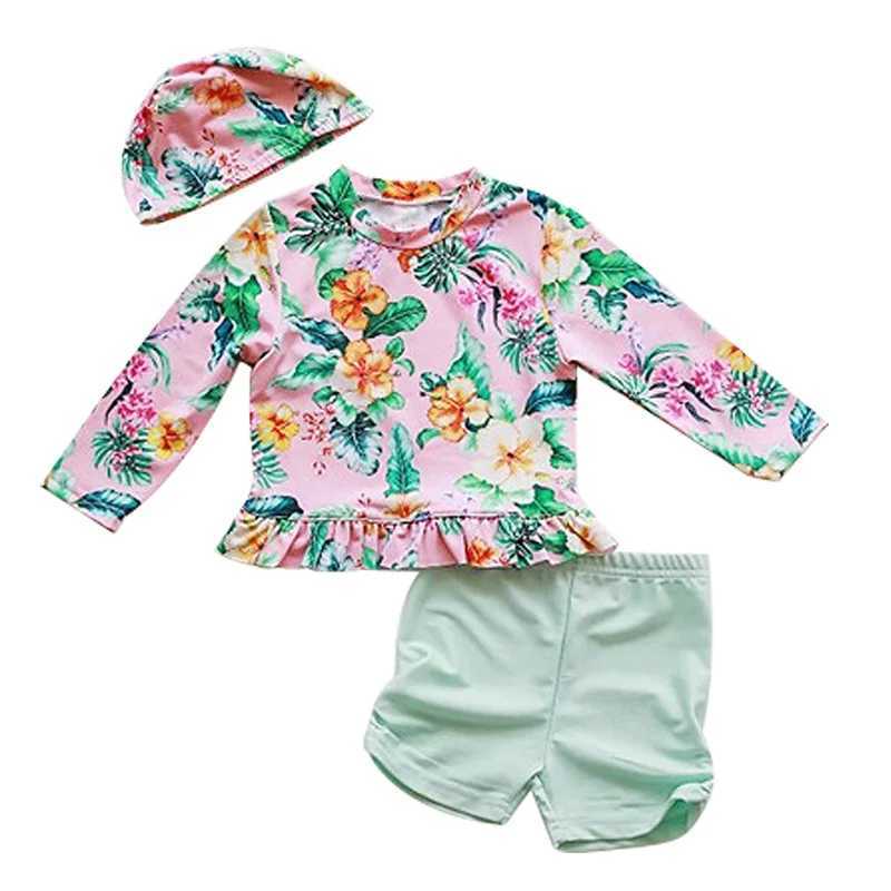 Childrens swimsuit little girl middle and big child split skirt long sleeve sunscreen lovely princess girl baby swimsuit X250224