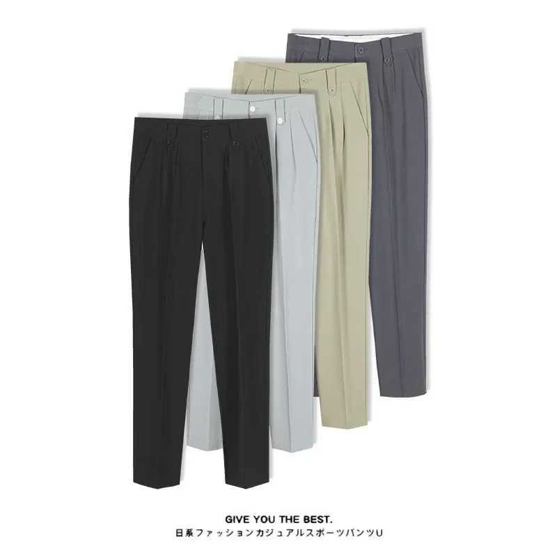 Summer Thin Ninemore Mens Suit Pants 2024 New Straight-Leg Drop Sensing Mens Casual Small Trousers No Ironing Required W250225