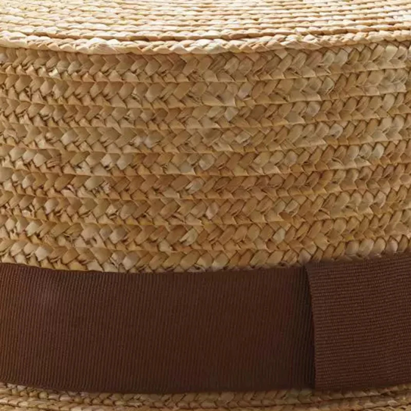 pop Summer Womens Boater Beach Hat Female Casual Panama Hat Lady Classic Flat Bowknot Straw Sun Hat Women Fedora 250218