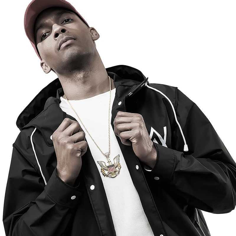 Bald badge necklace Pendant Charm Chain Necklace Gold color d Out Crystal Cuban chain Men Hip Hop Jewelry gift X250224