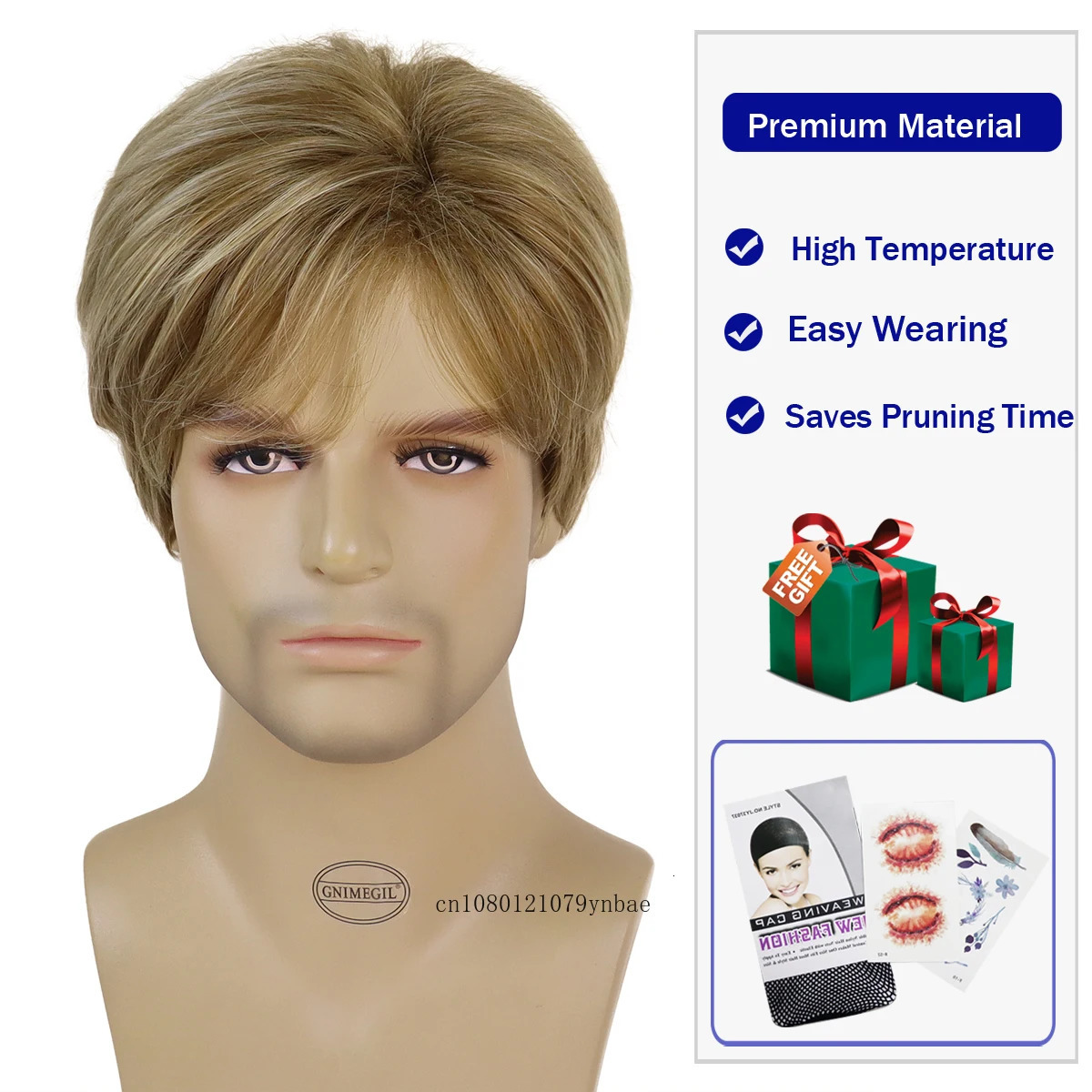 Mix Blonde Wigs for Men Synthetic Hair Short Straight Wigs Male Guys Natural Looking Daily Cosplay Party Casual Heat Resistant 250224