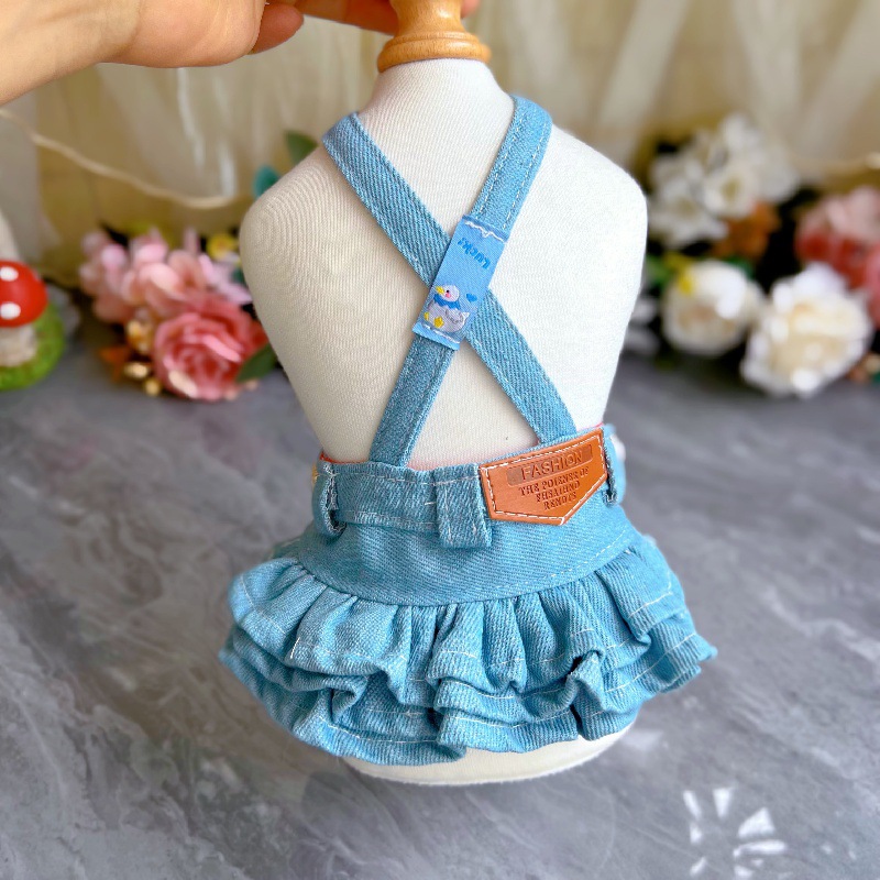 Designer Dog Jean Dress Fancy Pet Apparel Spring Summer Four Season Small Dogs Clothes