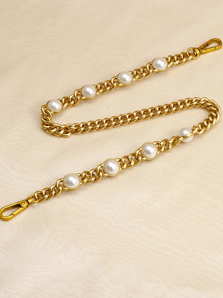 Bag Strap Pearl Chain Metal Gold Shoulder Chain DIY Bag Chain Fashion Replacement Strap For Bags Accessories 25 50 60 110 120CM 250318