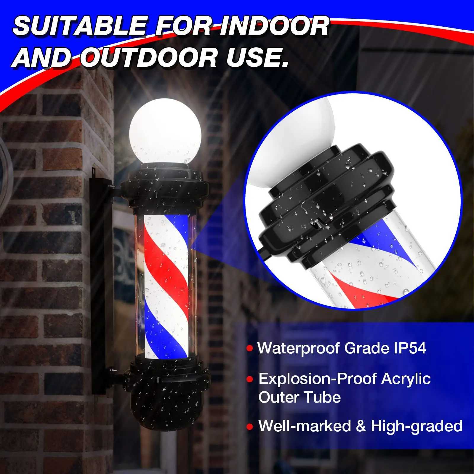 Barber Pole Light Cylindrical Hair Salon Barber Shop Classic Open Signboard Sign High Quality Wall Mounted LED Rotating Light X250225