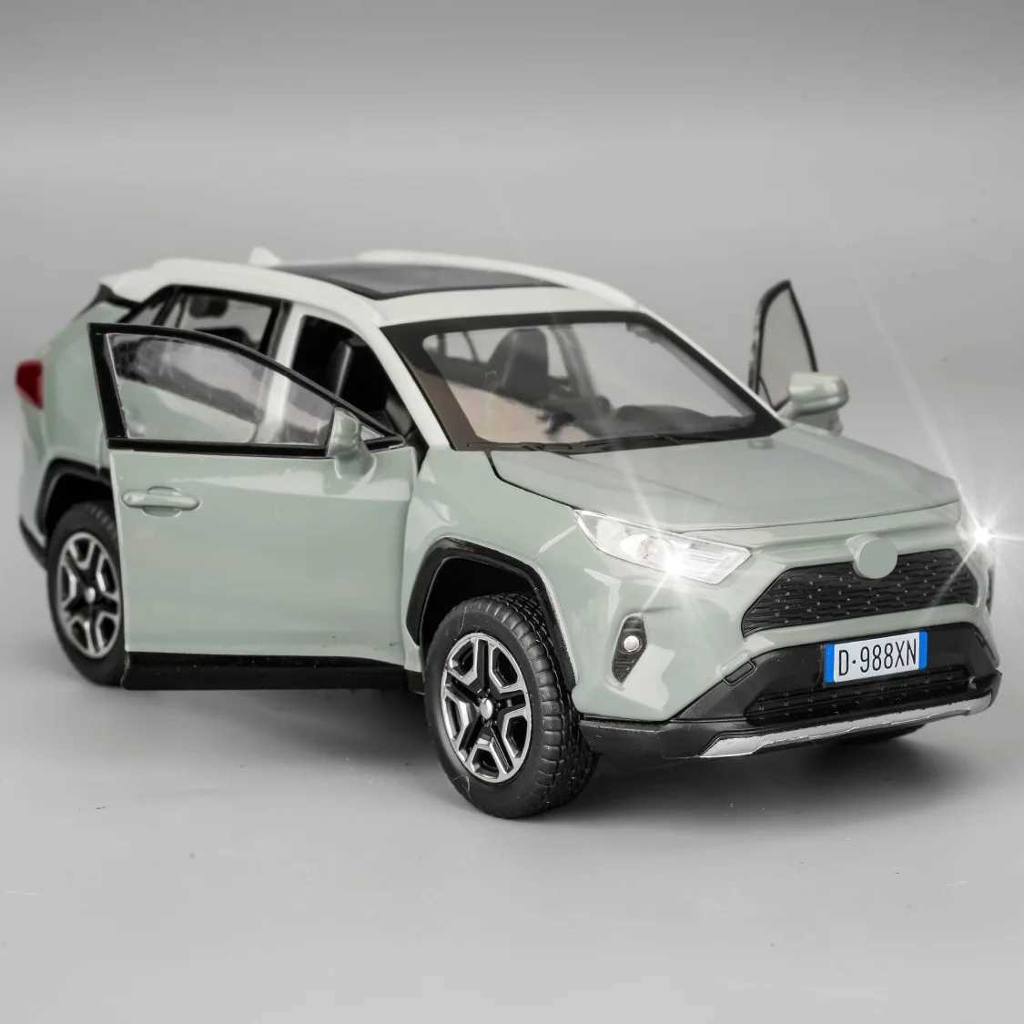 Model 1/32 RAV4 Alloy Diecast Collectible Car with Light and Sound Toy Vehicle Door Can Be Opened for Boys Kids Toddler Free shipping