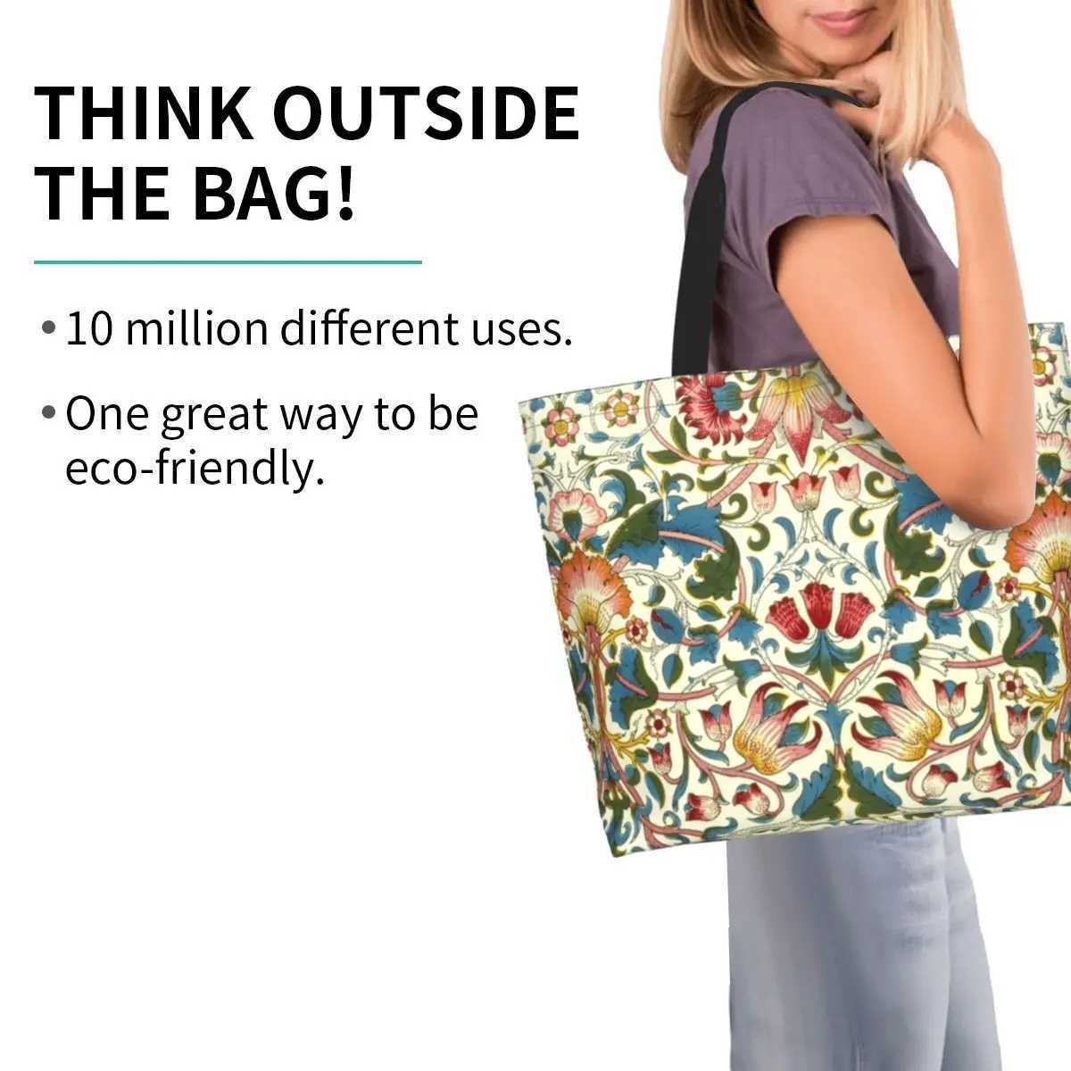 Funny William Morris Shopping Tote Bag Recycling Floral Textile Pattern Groceries Canvas Shoulder Shopper Bag Z250224