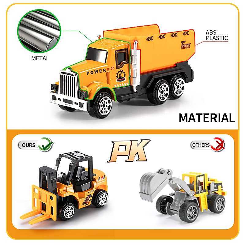 Big Construction Container Transporter Playset With 6PCS Mini Vehicle Carrier Truck Engineering Car Model Toys For Kids Gifts Free shipping