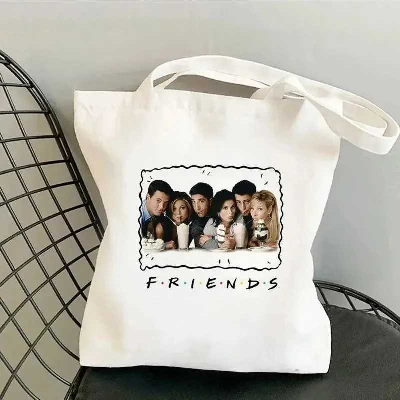 Friends Tv Show Shopping Bag Graphic Tote Handbag Fashion Vintage Harajuku Shopper Bag Women Large-capacity Female Shoulder Bag Z250224