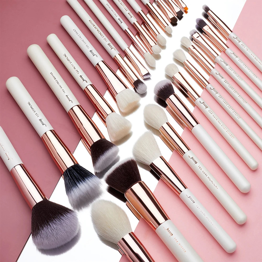 Jessup Professional Makeup brushes set 6- 25pcs Makeup brush Natural Synthetic Foundation Powder Highlighter Pearl White T215 250224