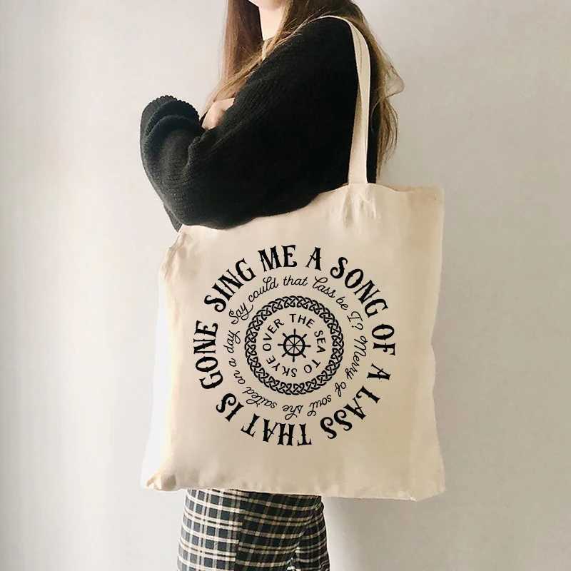 Sing Me A Song of A Lass That Is Cone Pattern Tote Bag Canvas Shoulder Bag for Travel Commute Reusable Shopping Trendy Gifts Z250224