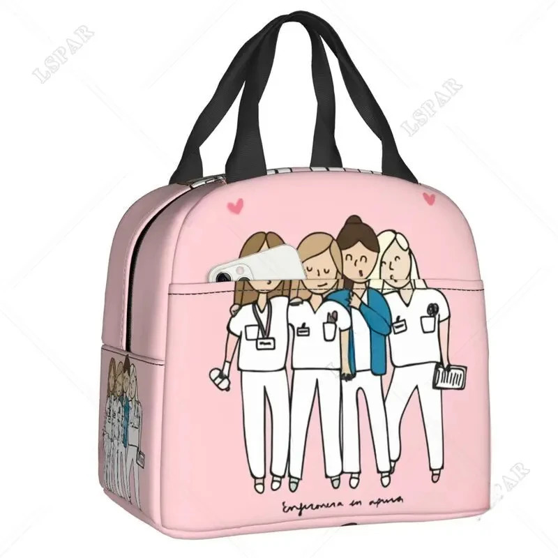 Enfermera En Apuros Doctor Nurse Thermal Insulated Lunch Bag Women Lunch Container for Work Storage Food Bento Box 250224