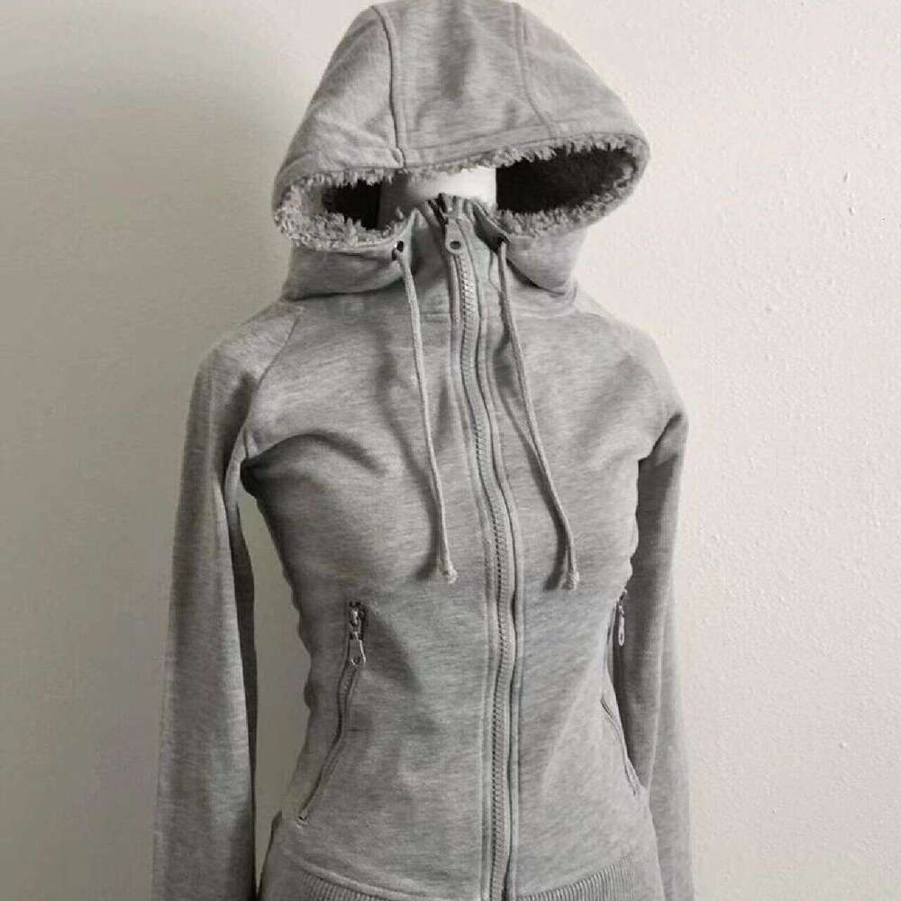 American Vintage Velvet Slimming Zipper for Women Winter Versatile Casual Hoodie