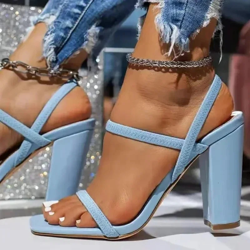 Summer Plus Size 43 WomenS Sandals Woman Solid Color High Heel Shoes Thick Heel Open Toe Female Sandals Fashion Slippers 250224