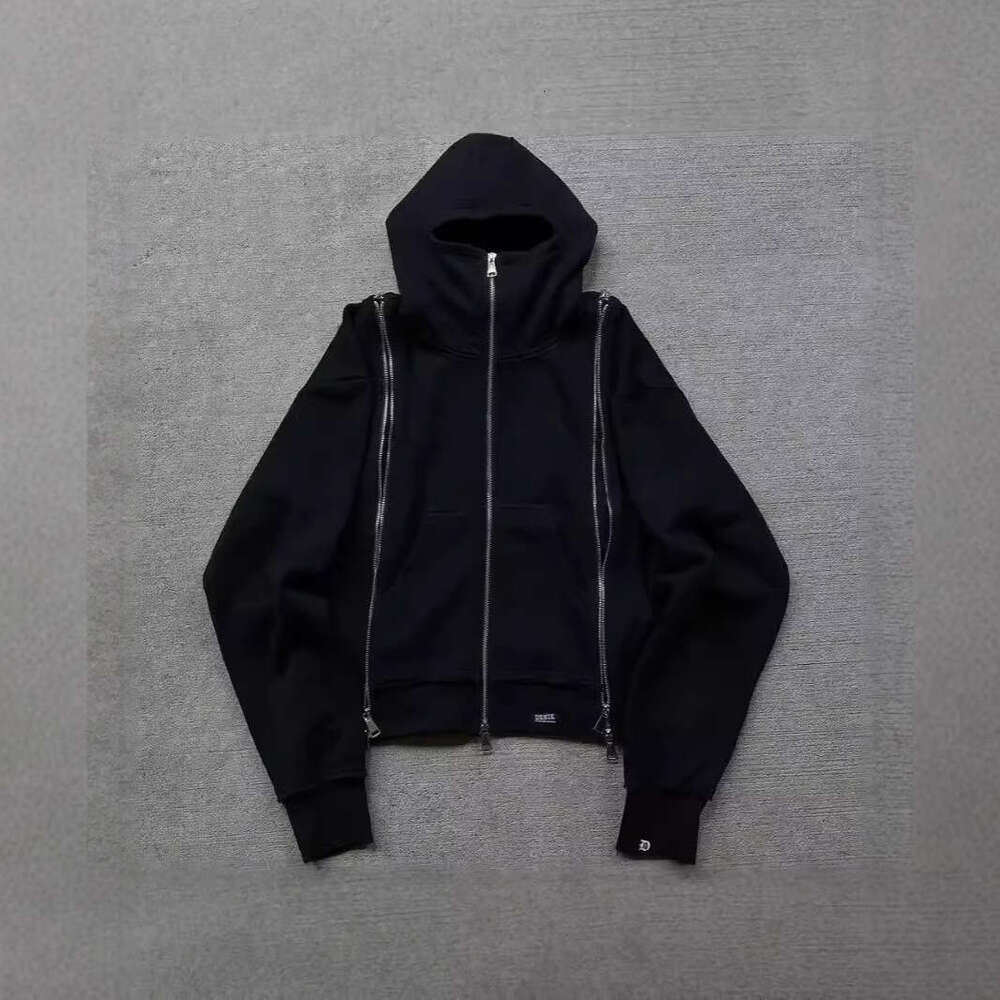 New American High Street Casual Splicing 3 Unique Zipper Hoodie Unisex