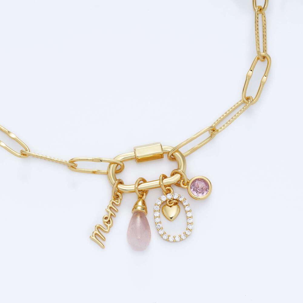 liance Women s Gold Plated Carabiner Charm Mom Bracelet