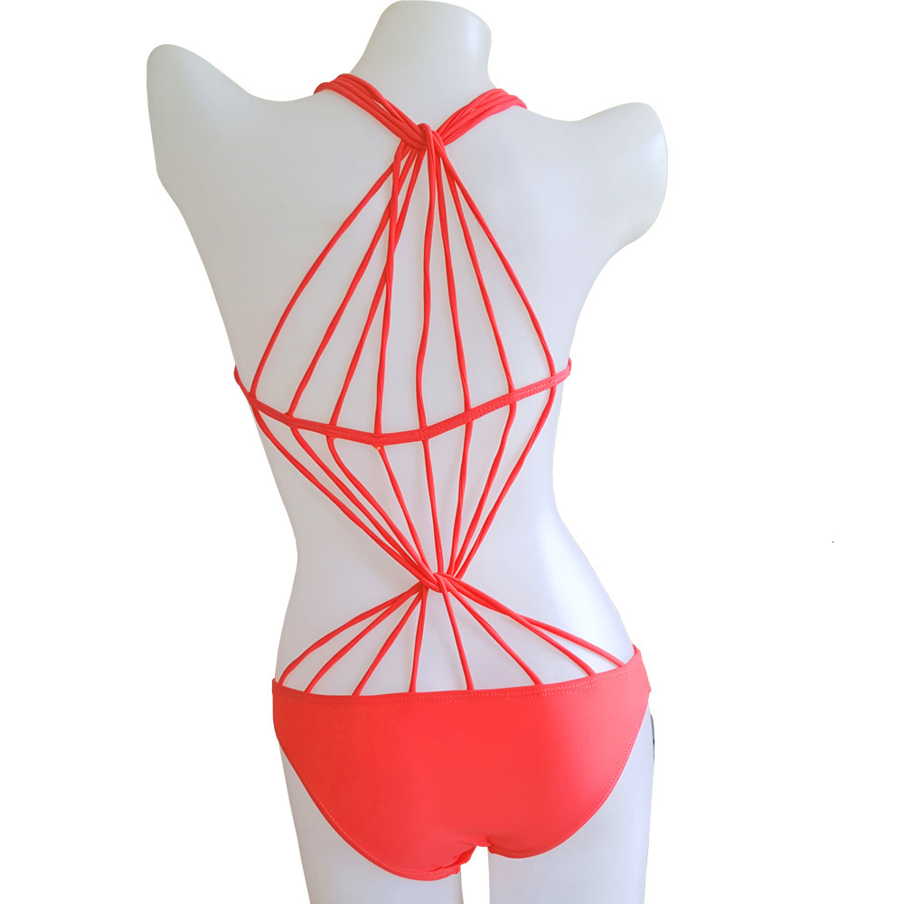 Sexy designer jumpsuit swimwear with hollowed out multi rope cross beautiful back and multi-color fashion bikini for women