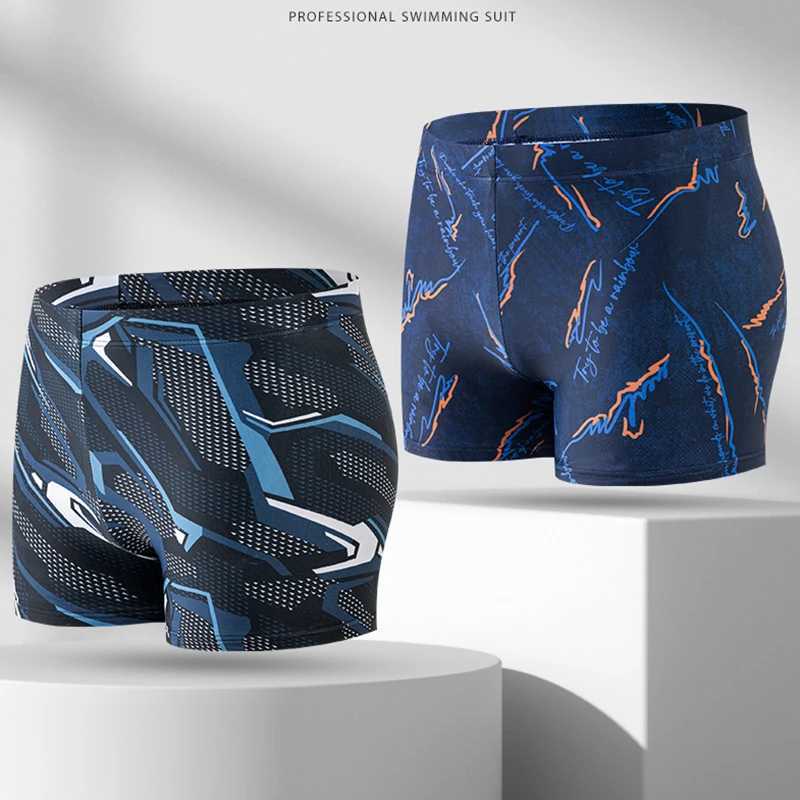 YUKE Summer Quick-dry Swimming Trunks Shorts Men Swimsuit Beach Pants Print Bathing Suit Plus Size BoxerXJ250224