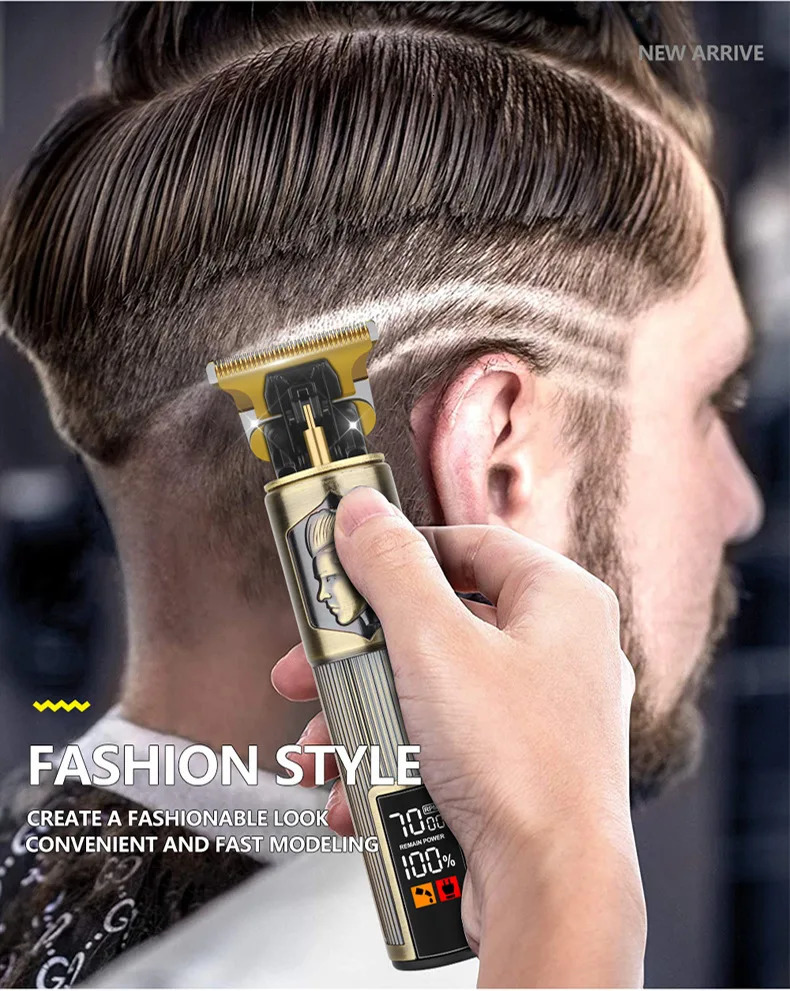 Vintage T9 hair clippers for barber shop Hair cutting machine Electric trimmer led clipper Dragon carving Shaver Beard 250217