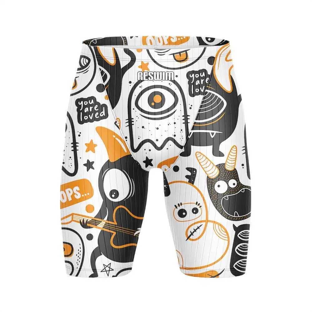 Mens Swim Shorts Beach Tights Trunks Training Swimming Swimsuit Printing Funny Swimwear Jammer Contest Sports Surf Diving TrunksXJ250224