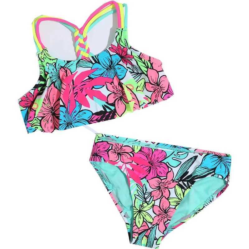 Womens two-piece printed swimsuit childrens beachwear swimsuit from 4 to 16 years old Dropship 2023 X250224