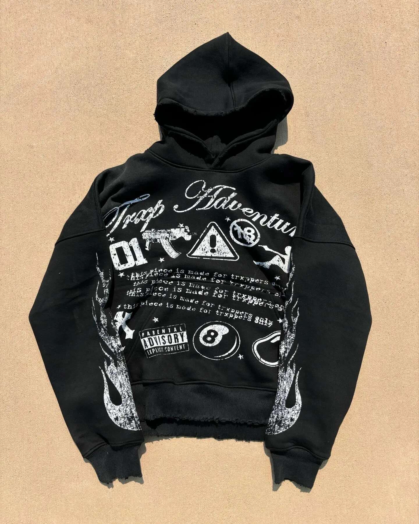 Classic Casual Style Trend Printed Black Pullovers Retro Street Oversizeds Cotton Sweatshirt for Men and Women Gothic Hoodies