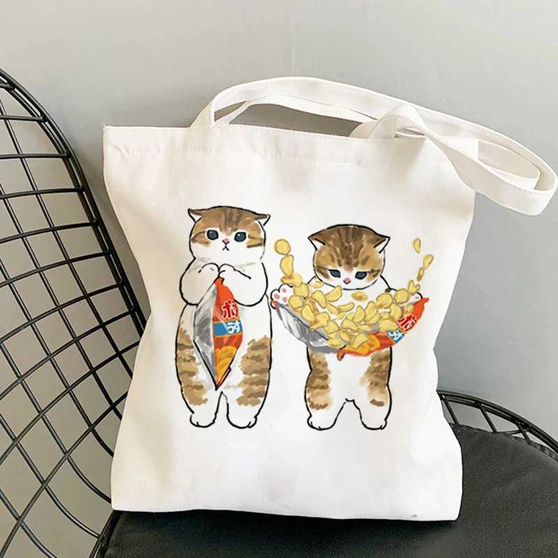 Woman Shopping Bags KAWaii Cartoon Manga Tote Bag Beach Bag Shopper Bags Handbags High Capacity Canvas Shoulder Bags Z250224