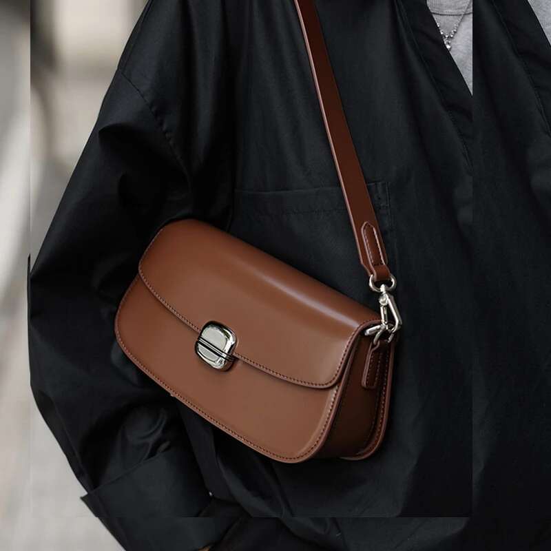 Vintage Genuine Leather Saddle Small Shoulder Bags For Women Trend Designer Crossbody Purses Cow Ladies Handbags