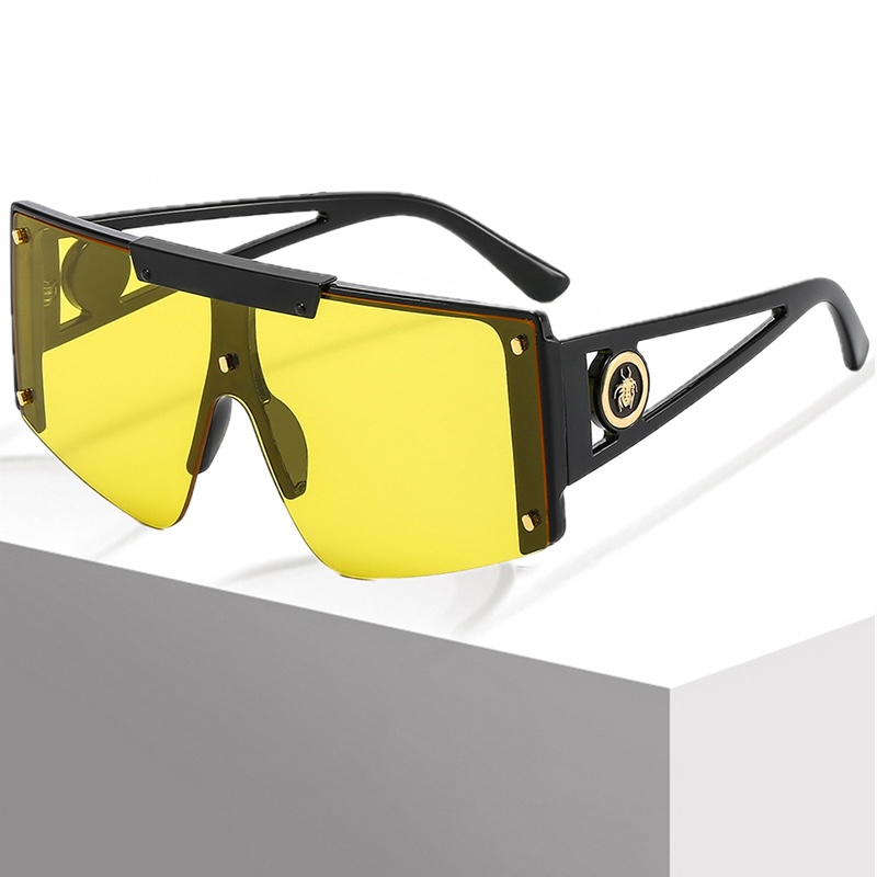 Oversized Steampunk Sunglasses Men One Piece Women Luxury Designer Steam Punk Eyewear Vintage Sun Glasses UV400 Retro Goggles Sport Rimless TJ15 CB CA