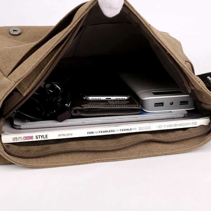 KVKY Cotton Canvas Crossobdy Bags For Men Solid Single Shoulder Male Messenger Bags Messenger Small Square Black Travel Handbags Z250225