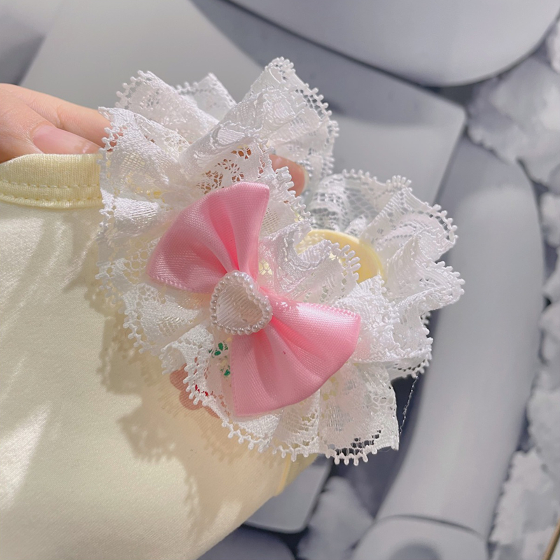 Winter Dog Clothing with Floral Print Lace border, Bow Decorations, Dog Cotton Warm Vest Comfortable Cold Resistant for French Bulldog, Chihuahua and 