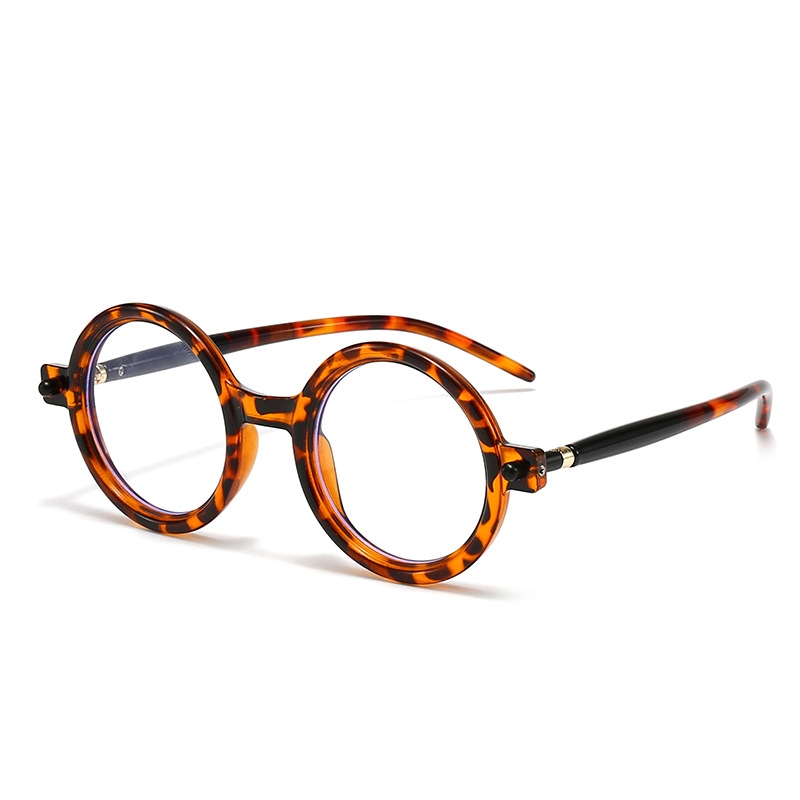 2025 new European and American fashion round frame anti-blue light plain glasses for men and women, anti-blue light glasses frame, female photo shoot 