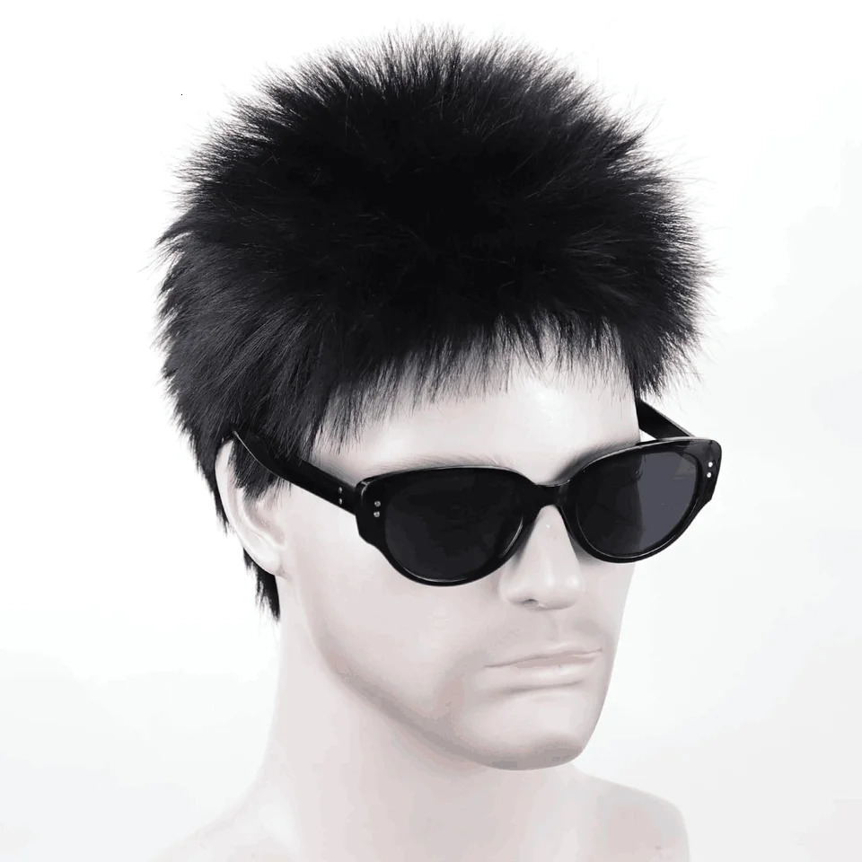 Mens Black Wigs Short Layered Fluffy Wig for Men Male Synthetic Hair Black Buzz Cut Wigs Daily and Cosplay Wig 250224