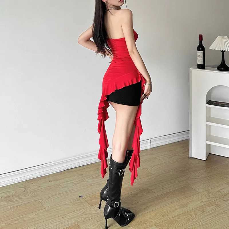 Nibber Autumn Fashion New Solid Sweet Gentle Mature Beautiful Confident High Street Cool Women Short Chest Wrap Tassel DressXJ250224