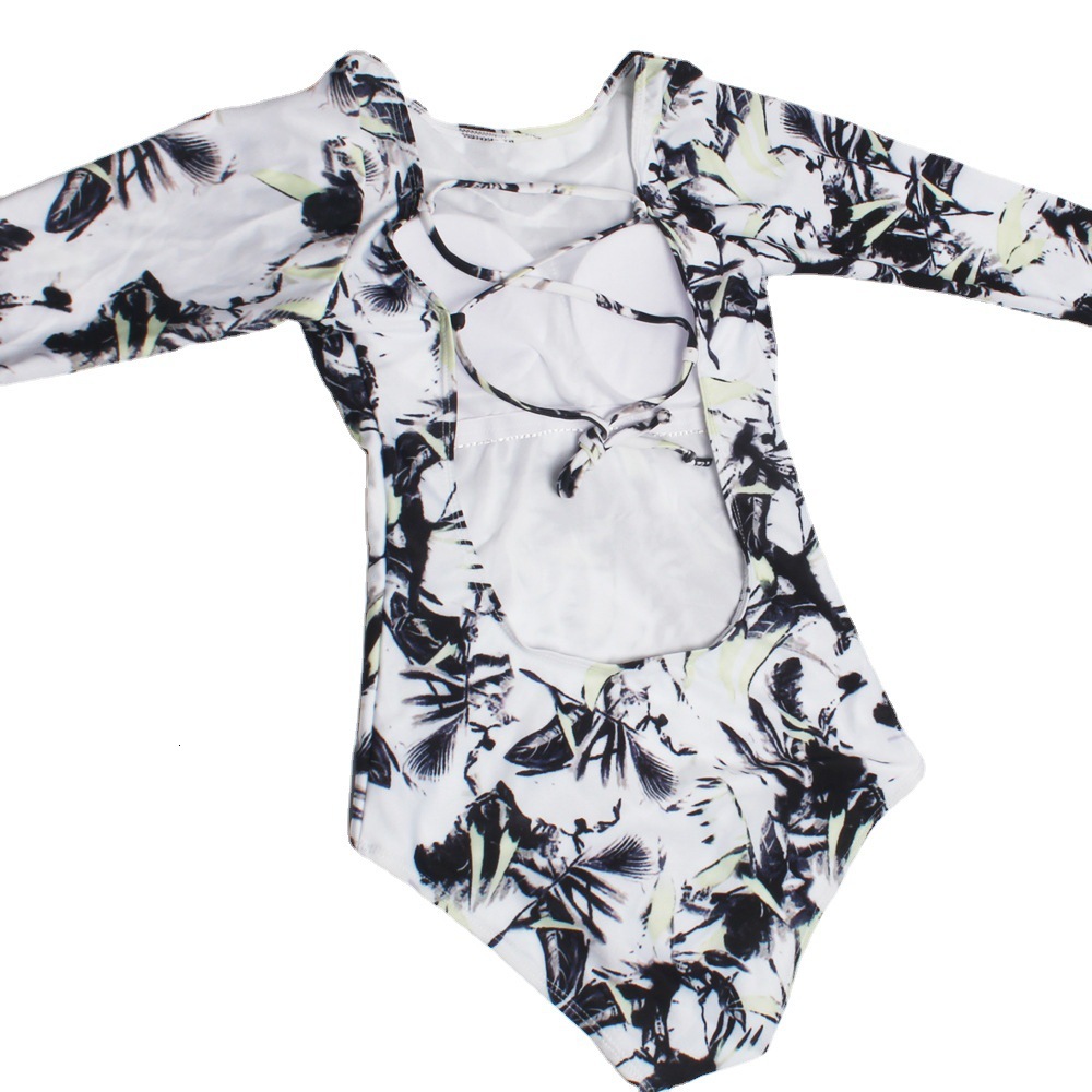 designer swimwear Tropical Rainforest Wind Women's Beach Sunscreen Pineapple Coconut Tree Pattern jumpsuit Long Sleeve Surfing Swimsuit