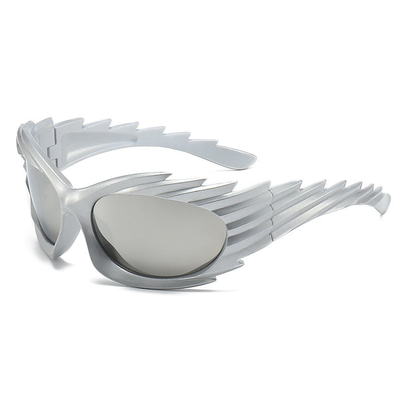 2025 new European and American personality wing cycling sunglasses shape ins fashion sunglasses female thorn hedgehog Y2K sunglasses