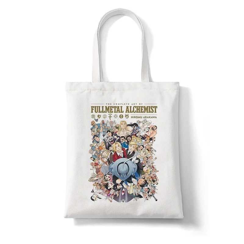 Shopper Bag Japan Manga Fullmetal Alchemist Edward Elric Handbag Canvas Tote Bag Shopping Travel Women Elegant Reusable Shoulder Z250224