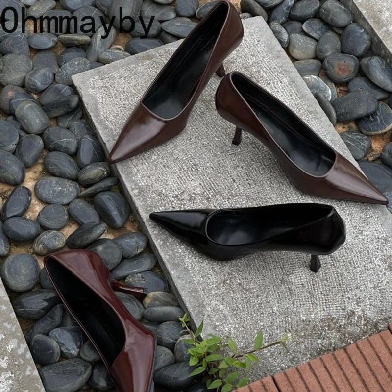 2025 er Vintage Women Mary Jane Shoes Fashion Shallow Pointed Toe Shoes Concise High Heels Shoes 250224