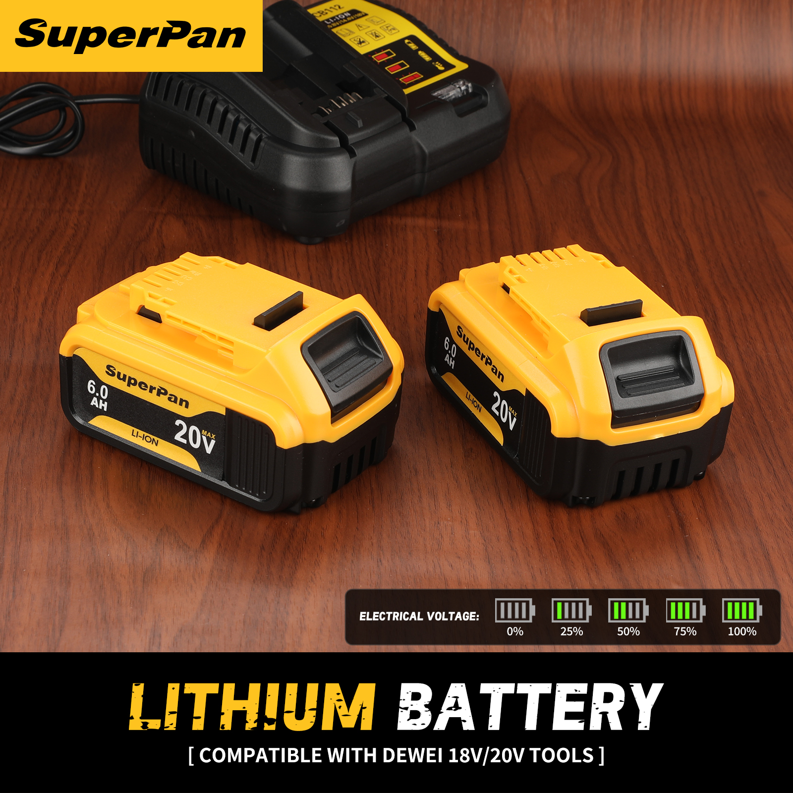 DeWalt 20V 6.0Ah Lithium-Ion Rechargeable Battery for Cordless Tools