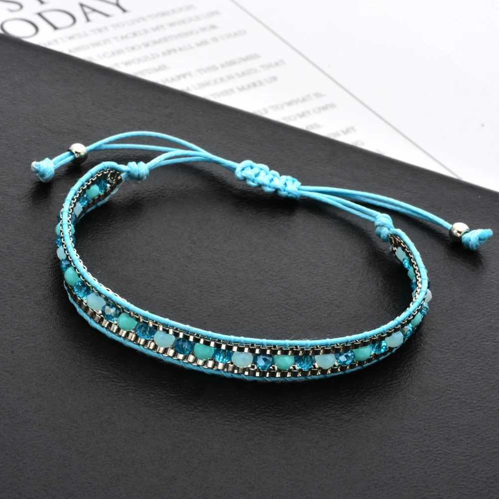 Bohemian Ladies Bracelet Fashion Hand-woven Bracelet Crystal Single Layer Beaded Bracelet National Wind Friendship Bracelet GiftXJ250225