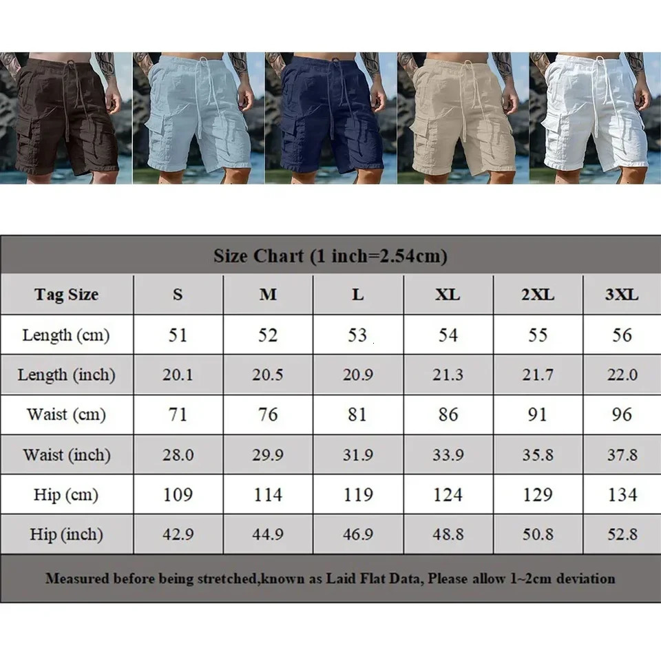 Mens Loose Cargo Shorts With Pockets Fashion Beach Streetwear Sports Casual Running Short Pants 250214