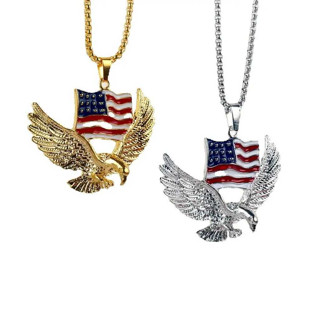 3D Bald Pendant Jewelry Accessory US Flag National Bird Necklace Patriotic Jewelry for Men Wen Party Charm Hip Hop Gifts X250224