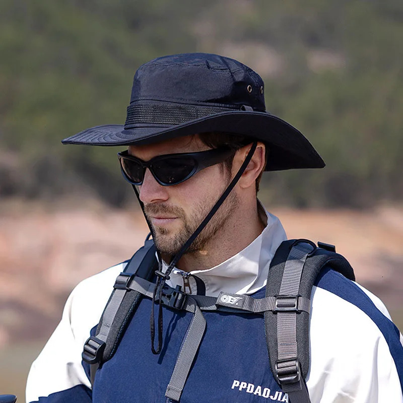 Bucket Hats Summer Breathable Fisherman Hat Large Brim Sun Protection Hat Men Women Outdoor Climbing Hiking Mountain Sun Hat 250218