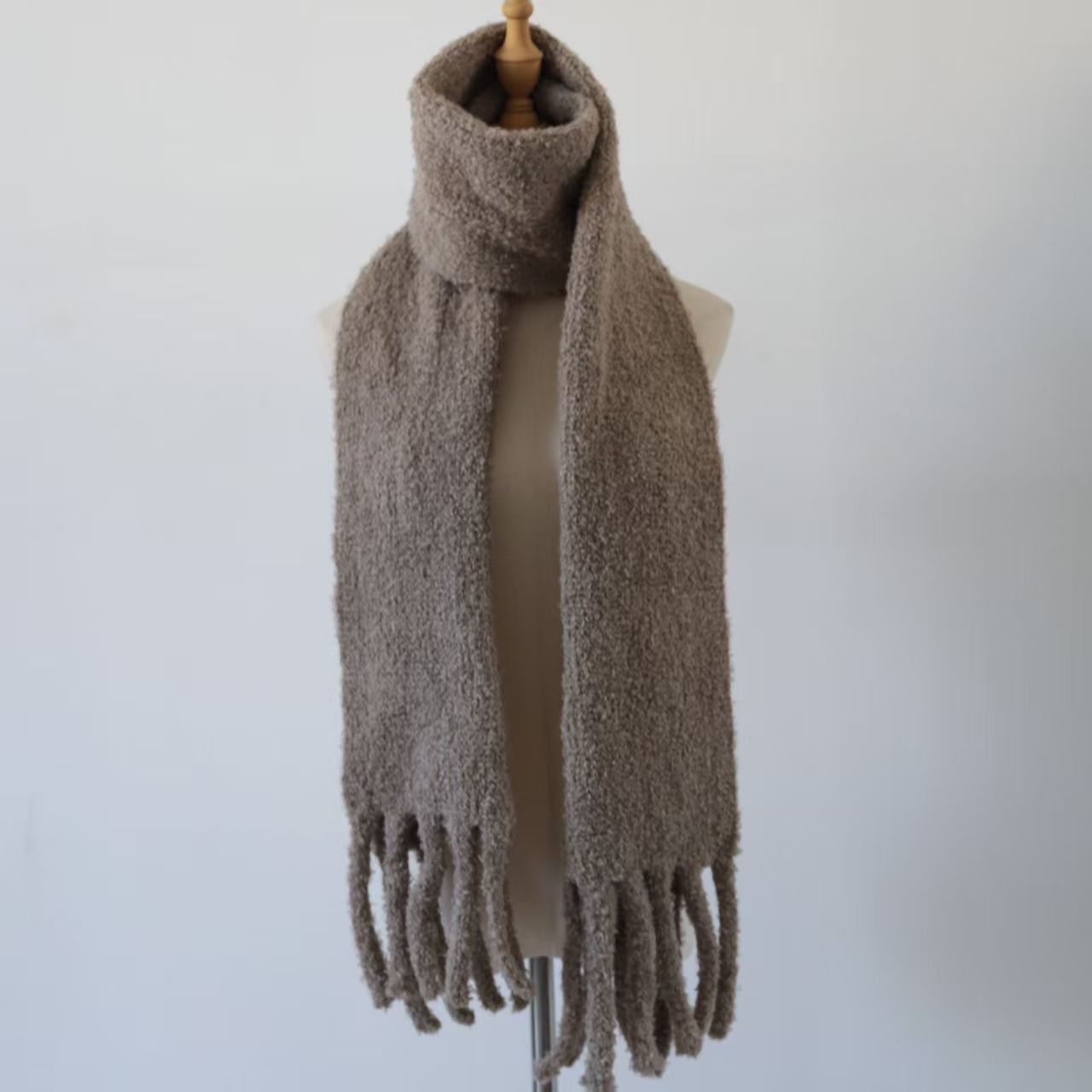 T176 solid color plush women's winter thick scarf new Korean version student all-match warm enlarged neck scarf
