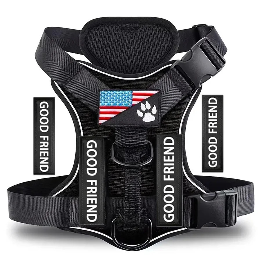 Dog Harness Reflective Dog Vest Harness With 5PCS Patches Adjustable Soft Oxford Pet Harness Inner Layer Mesh Easy T 250224