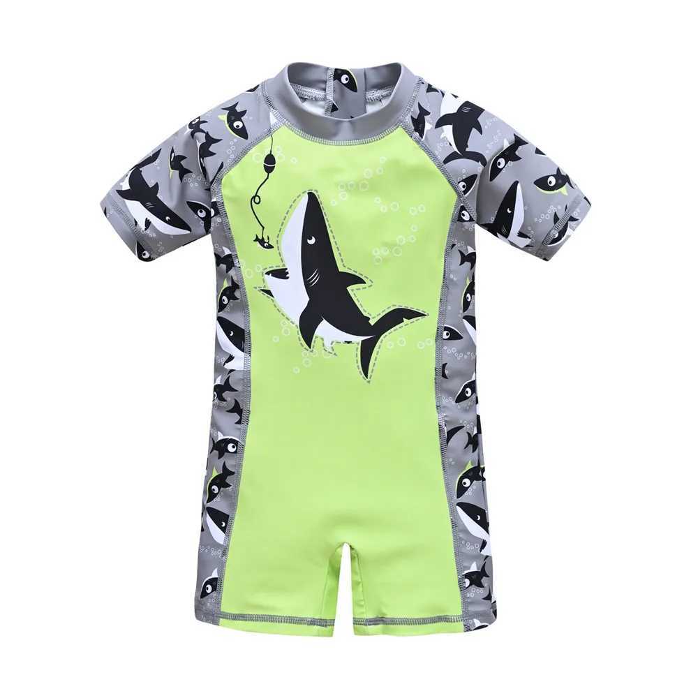 2023 Summer Kids Swimsuit One Piece Cool Shark Print Children Swimwear Beach Wear Kid Clothing X250224