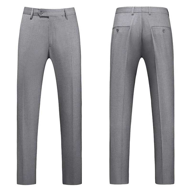 British Style Solid High Waist Trousers Men Formal Trousers High Quality Slim Fit Business Casual Suit Pants Groom Wedding Dress W250225