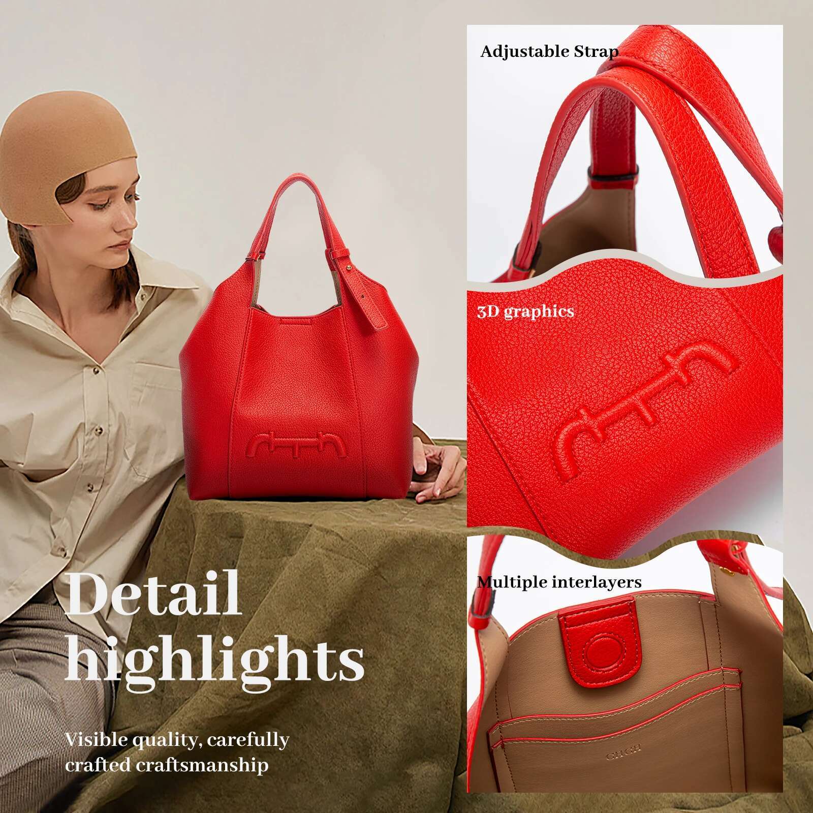 Retro Style New 2024 Solid Color Shoulder Bag Versatile Commuter Women's Large Capacity Handbag