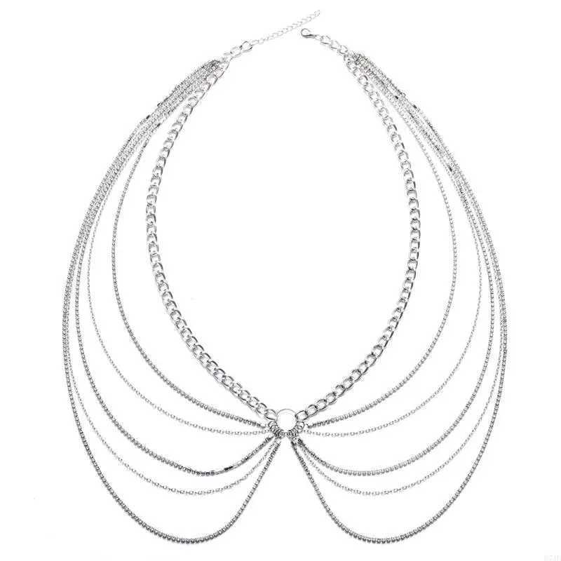 37JB Body Chain Waist Chains with Long Tassel Decor Party Night Club Body Shinning Jewelry Accories for Women and GirlsXJ250224